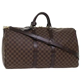 Louis Vuitton-LOUIS VUITTON Damier Ebene Keepall Bandoulière 55 Boston Bag N41414 auth 49431NO-Outro