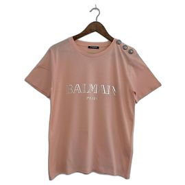 Top Balmain de algodón rosa talla 38 Rosa