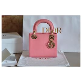 Dior-Bolso Lady Dior Lagarto mini-Rosa,Gold hardware