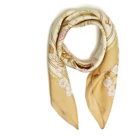 Sciarpa Hermès Straw Games in seta beige giallo Beige Giallo