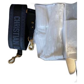 Alça de ombro Dior bordada azul escuro e couro de bezerro Azul escuro