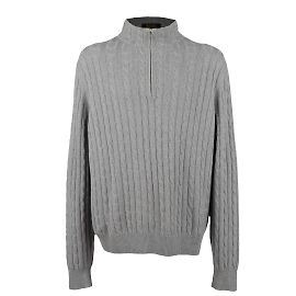 Loro Piana Treccia Mezzocollo Pullover Grau