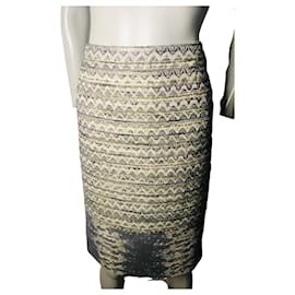 Tory Burch leather panel skirt Python print