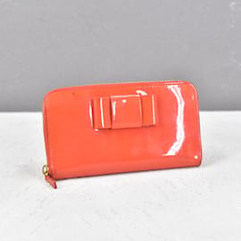 Miu Miu-Patent Leather Zip Around Wallet-Orange