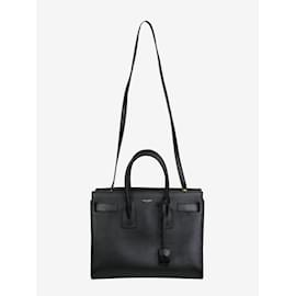 Saint Laurent-Petit sac porté épaule noir bidirectionnel avec finitions dorées Sac De Jour-Noir