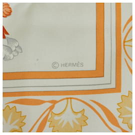 Hermes Scarf Cliquetis 90 cm silk blue beige Carre key chain 35