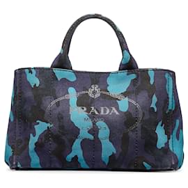 Prada-Prada Blue Canapa Camouflage Tote-Blue