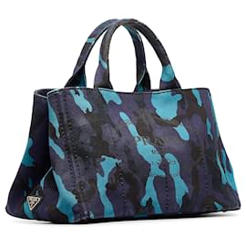 Prada-Prada Blue Canapa Camouflage Tote-Blue