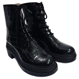 Stuart Weitzman Leather Crocodile Boots Black Black