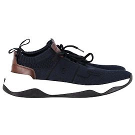 Sneakers Berluti Shadow Knit in mesh blu navy e pelle di vitello marrone Blu Blu navy