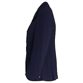 Gucci-Gucci Single-Breasted Blazer in Navy Blue Viscose-Navy blue