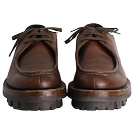 Prada-Sapatos Prada Lug Sole Derby em couro marrom-Marrom