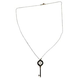 Tiffany & Co-TIFFANY & CO. Daisy Key Pendant Chain Necklace in Diamond and Gold Metal-Golden