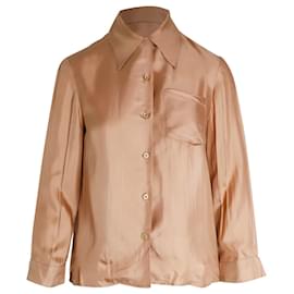Prada-Prada Button-Down-Hemd aus pfirsichfarbener Seide-Pink