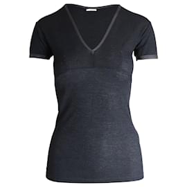 Balenciaga-Balenciaga V-neck T-shirt in Grey Cotton-Grey