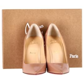 Christian Louboutin-Christian Louboutin Kate 100 Pumps in Nude Patent Leather-Flesh