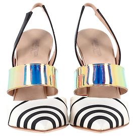 Giambattista Valli Metallic Band Slingback Pumps in Multicolor Leather Other Python print
