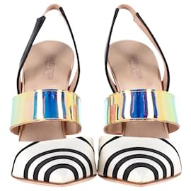 Giambattista Valli-Zapatos de tacón con tira trasera y banda metálica Giambattista Valli en cuero multicolor-Multicolor
