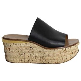Chloé Sandales Compensées Camille En Cuir Noir Noir