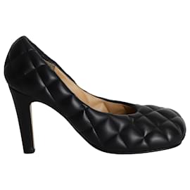 Bottega Veneta-Bottega Veneta gesteppte Puffy-Block-Pumps aus schwarzem Leder-Schwarz