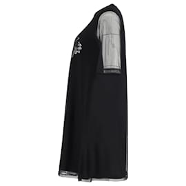 Alexander Mcqueen-Alexander McQueen Jersey & Mesh Dress with Appliqué Detail in Black Polyester-Black