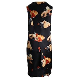 Acne-Acne Studios Belvidere Printed Sleeveless Dress in Black Silk-Black
