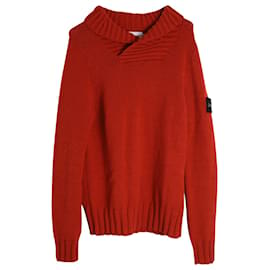 Stone Island-Schalkragenpullover von Stone Island aus roter Wolle-Rot