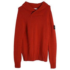 Stone Island Pull à Col Châle en Laine Rouge Rouge
