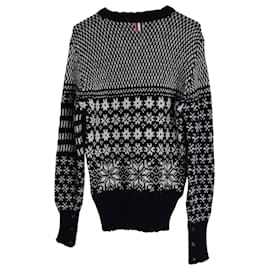 Thom Browne-Thom Browne Snowflake Motif Fair Isle Crewneck Sweater in Multicolor Wool and Mohair-Multiple colors