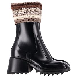 Chloé Betty Sock Boots in Black Rubber Black