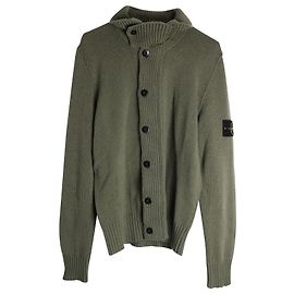 Cardigan con zip e bottoni Stone Island in lana verde Verde