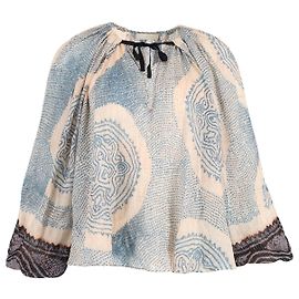 Ulla Johnson bedruckte Pauline-Bluse aus blauer Baumwolle Blau
