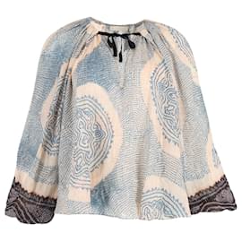 Ulla Johnson-Ulla Johnson Printed Pauline Blouse in Blue Cotton-Blue