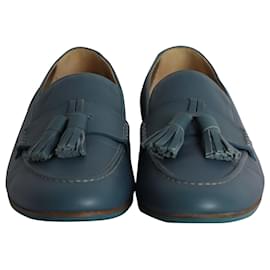 Lanvin-Lanvin Tassel Loafers in Blue Leather-Blue