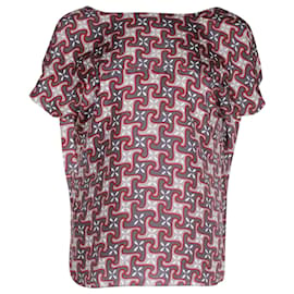 Marni-Marni bedruckte Bluse mit U-Ausschnitt aus mehrfarbiger Seide-Mehrfarben