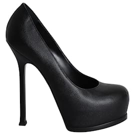 Saint Laurent-Saint Laurent Paris Tribtoo Platform Pumps in Black Leather -Black