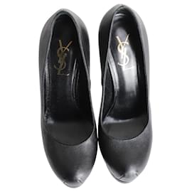 Saint Laurent-Saint Laurent Paris Tribtoo Platform Pumps in Black Leather -Black