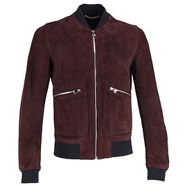 Dolce & Gabbana Zip Bomber Jacket in Maroon Suede Brown Red