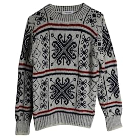 Thom Browne-Thom Browne Fair Isle Crewneck Sweater in Multicolor Wool and Mohair-Multiple colors