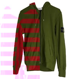 Stone Island-Sweat à capuche zippé Stone Island en coton rouge-Rouge