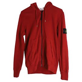 Sudadera con capucha y cremallera Stone Island de algodón rojo Roja