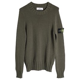 Stone Island Pull ras du cou en maille en laine verte Vert