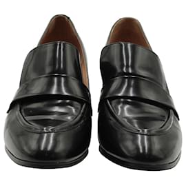 Jil Sander-Jil Sander Navy Block-Heel Loafers in Black Leather-Black