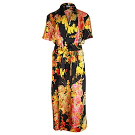 Dries Van Noten-Dries Van Noten Charly Floral Tie-Front Wrap Dress in Multicolor Viscose-Other,Python print