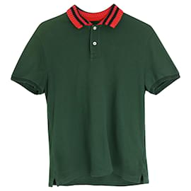 Gucci-Gucci Polo Shirt in Green Cotton Pique-Green