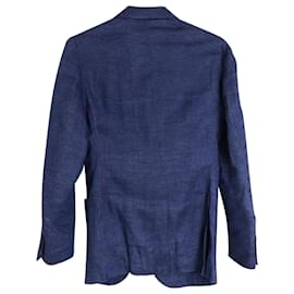 Loro Piana-Loro Piana Single-Breasted Blazer in Blue Linen-Blue