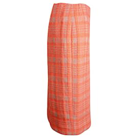 Dries Van Noten-Dries Van Noten Check Knee-Length Skirt in Orange Polyamide Wool-Other