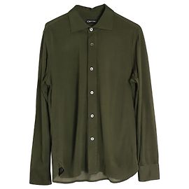 Camicia button-down Tom Ford in viscosa verde Verde