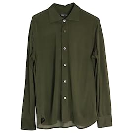 Tom Ford-Camisa con botones Tom Ford en viscosa verde-Verde