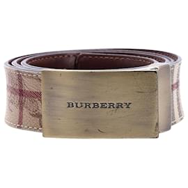 Burberry Check Pattern Belt in Multicolor Leather Other